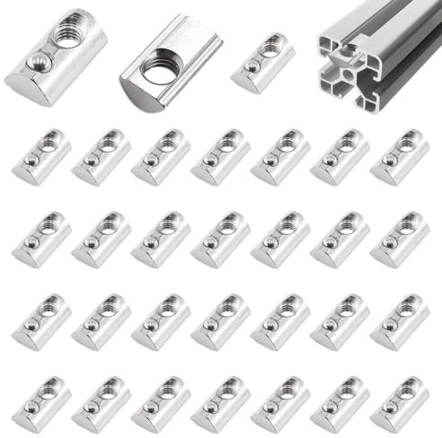 alwaiiz Set di 50 pietre per scanalature con scanalatura a sfera 8, serie 30 M6, dado scorrevole in acciaio al carbonio, con barra di centraggio per estrusione di profilo in alluminio