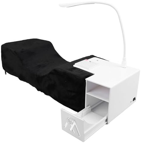 Fockety Wimpernverlängerungs-Nackenkissen, Regal-LED-Licht-Set mit Weichem, Beflocktem Bezug, Memory-Schaum-Kern, 3 Wimpernplatten und Integrierter Schubladenbox,