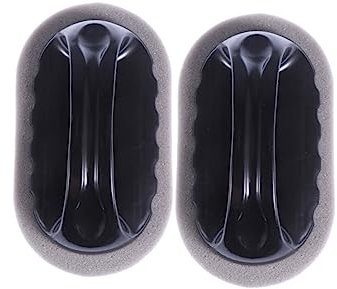 Healeved Esponja de Limpieza Desincrustante con Mango 2 Piezas Negra, Estropajo de Esmeril Fuerte Descontaminación, para Cocina y Baño, Fregador Lavable, Uso Doméstico y Profesional