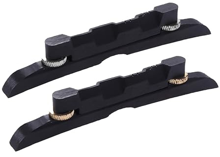 Ebony Mandolin Compensated Arched-top Bridge Adjustable | Traditional 1920s Design, Two Footed Base, Black Finish, String Action Adjustments, Tone Transmission Random Color