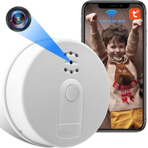LXMIMI WiFi Cámara Oculta Detector de Humo WiFi Cámara Espía HD 1080P Mini WiFi Cámara Espía, 2.4 y 5Ghz WiFi Cámara Espía con Visión Nocturna y Detección de Movimiento para App Vista Remota