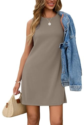 Sampeel Womens Dresses 2025 Casual Sundresses Summer Loose Fit Vacation Outfits Mini Dress XL Coffee