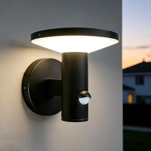 EBION LED Outdoor Wall Lights with Motion Sensor,12W 6000K,Aluminum | IP54 Waterproof Outside Wall Lights ,Modern Outdoor Light, Garden Wall Lamp for Porch, Front Door,Patio,Black