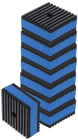sourcing map 8pcs Anti Vibration Pads for Washing Machine, 2'' x 2'' x 7/8'' Vibration Damping Pads Sound Isolation Ribbed Rubber Mats with EVA Center with Pre-Drill Hole, Black/Blue