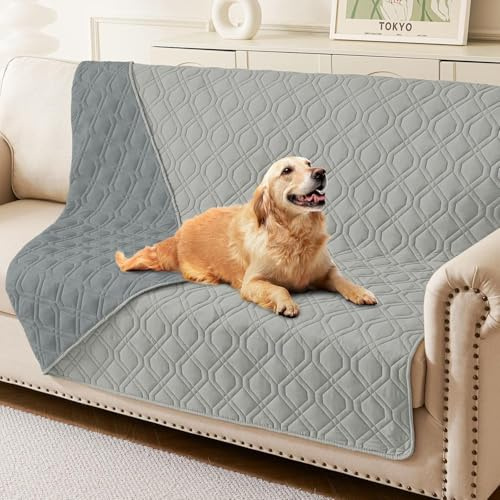 Homaxy Hundedecke Wasserdicht, 203x173cm, Grau+Dunkelgrau | Hundematte Outdoor Waschbar, Wendedecke Hunde Decke, Weich Katzendecke für Sofa Couch Bett Unterwegs