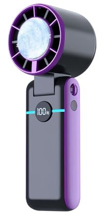 SIYOMG Portable Handheld Turbo Fan with Ice Cooler, 5000mAh 13 Hours Battery Life Rechargeable Personal Fan with 5 Speeds,Foldable,LED Display for Travel, Outdoor, Office