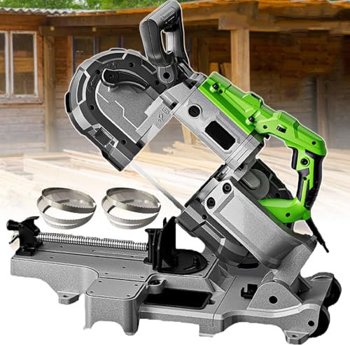 Sierra De Cinta De Sobremesa De Alta Resistencia: Corte Profundo De 12 Cm, 1100 W, Sierra Para Cortar Metal, 6 Velocidades Ajustables, Luz De Trabajo LED, 6 Hojas