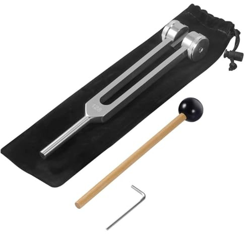 Bamyli Stimmgabel 128 HZ, Stimmgabel Neurologie mit Silikonhammer, Reparaturwerkzeug und Aufbewahrungstasche, Stimmgabeln aus Aluminiumlegierung, Präzise Frequenzgang für Klangtherapie Heilung