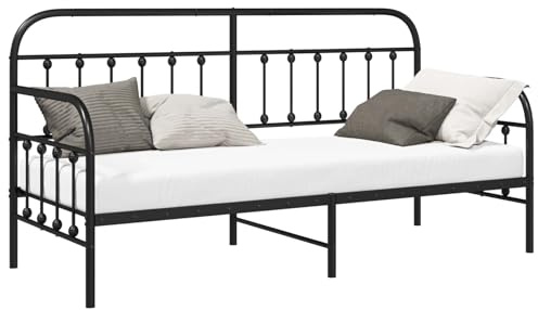 vidaXL Tagesbettrahmen Schwarz 80 x 200 cm Pulverbeschichteter Stahl