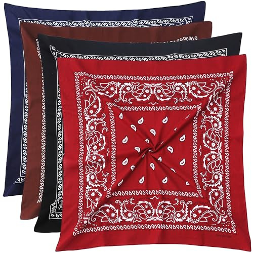 Mochabao 100% Cotton 27 x 27 Large Bandanas for Men & Women, Multi-Purpose Bandana Headbands, Square Head Scarf, Colour Combo 3
