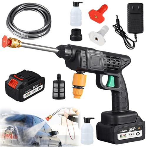 Nettoyeur haute pression sans fil 1200 mAh - Batterie 12 V - Nettoyeur haute pression portable - 30 bar - Pour voiture, terrasse, fenêtre, pelouse, piscine