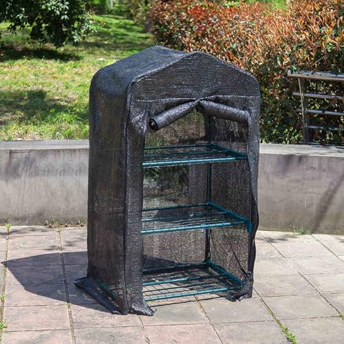 Anlehngewächshaus aus Aluminium, kompaktes Tomaten-Gartenhaus, begehbares 3-stöckiges Gewächshaus mit Stahlrahmen, PVC/PE-Abdeckung und isoliertem Schuppen, regenfest, frostsicher, Pflanzen-