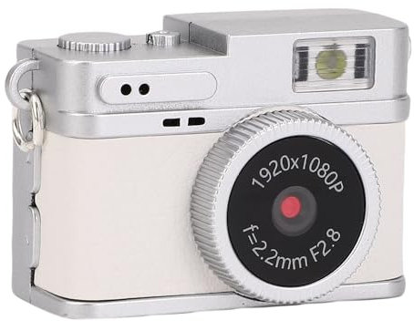 Topiky Mini Keychain Camera, 1080P Compact Selfie Camera, 0.96 Inch Screen Portable Small Video Camcorder Vintage Type C Instant Sharing, for Travel Study Recording (White)