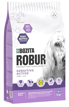 Bozita ROBUR Sensitive Grain Free Active Lamm 3 kg hundmat, torrfoder med massor av protein, lamm och postbiotika för aktiva och sportiga hundar