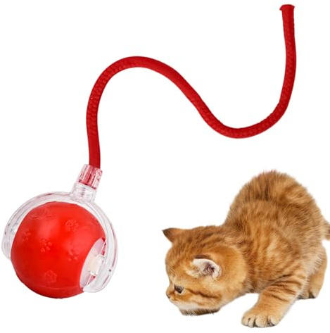 Joyan Interaktives Katzenspielzeug Elektrisch, Katzenspielzeug Selbstbeschäftigung, USB-Aufladung Magic Ball Hund 3 Arbeitsmodi Interaktiver Spielball mit Schwanz für Katzen und Hunde