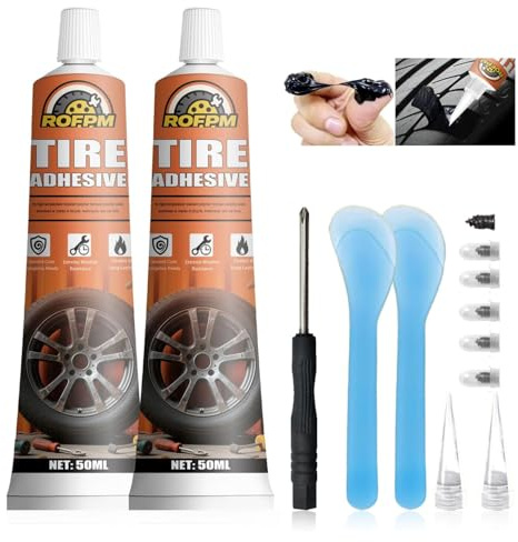 ROFPM Black Tyre Sealant Glue, Car Tyre Glue, Puncture Repair Glue, Tyre Repair Kit, Bike Tyre Repair Glue, Suitable for Cars, Vans, Motorcycles and Bicycles