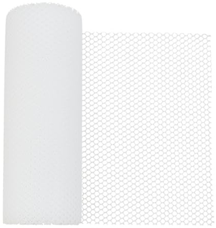 OLYCRAFT - Cerca de malla de alambre de pollo (5 mx30 cm, plástico blanco, valla de aves de corral con lazo de cable, valla Hexagonal red de barrera de protección, plástico, jardinería, red de pollo