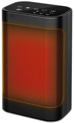 1 500 W fästvärmare, 70° oscillerande radiator, keramisk elektrisk uppvärmning, överhettnings- och lutningsskydd, 2–12 timmars timer, fjärrkontroll, för hem