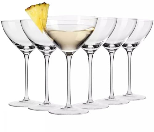 Krosno Martini Gläser 6er Set, 340 ml, Harmony Kollektion | Cocktailgläser, Bleifreies Kristallglas mit breitem Kelch und langem Stiel für Cocktailkreationen, Spülmaschinenfest