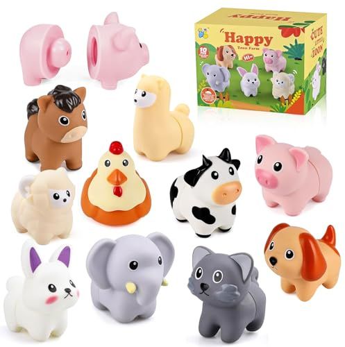 Pmueuff Montessori Giochi Bambini 1 2 3 Anni, Animali Giocattolo per Bambini, Giocattolo Sensoriale E di Apprendimento Motorio | Set Selezione Colori E Impilabile | Regalo per Natale E Compleanno