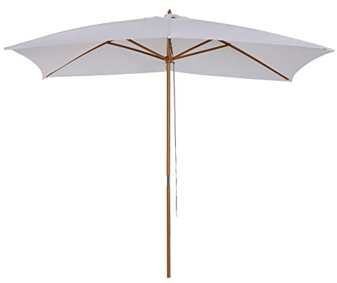 Outsunny Sombrilla Terraza Exterior 295x200 cm Varillas de Bambú Blanco
