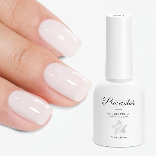 PEACECOLOR Jelly Vernis Semi Permanent, Transparent Blanc Vernis à ongles Jelly Gel Nail Polish pour Salon de Manucure DIY Home,10ML