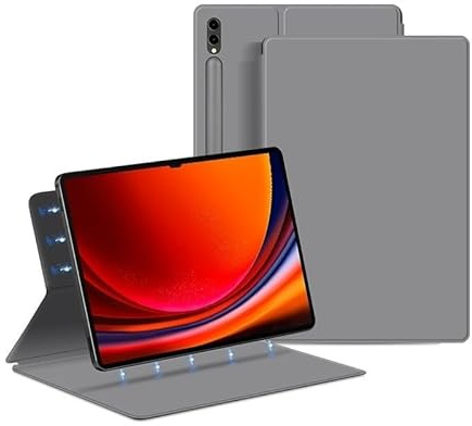 HUAUQAN Custodia magnetica per Galaxy Tab S9 Ultra 5G da 14,6 pollici 2023 (SM-X910/X916B/X918U) Custodia sottile per tablet, attacco magnetico, cover auto wake/sleep (grigio)