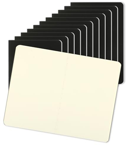 Notizblock A6 Blanko,12 Stück Notizbuch Klein Schwarz, Schulhefte 14 x 9 cm | 80gsm, mit 48 Seiten, Klein Tragbares Notizheft für Journal Notizen Skizzieren Malen Schreiben