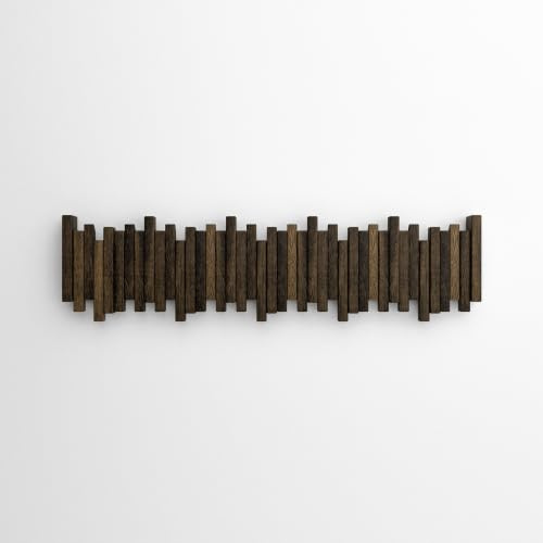 WECO Wandgarderobe (Dunkel gebeizt mit Klarlack, 83cm, 10 Haken)