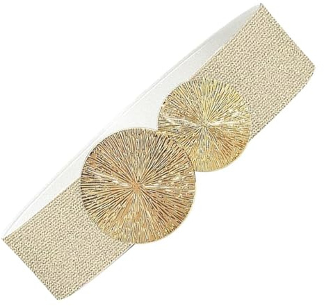 Joysuelly Cintura a vita larga per il corsetto da donna, larga per il vestito di jeans, gonna, cintura da donna, larga, elastica, vintage, corsetto beige, cintura elasticizzata da donna