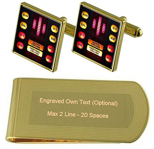 Select Gifts Knight Rider Gold-Manschettenknöpfe Geldscheinklammer Gravur Geschenkset