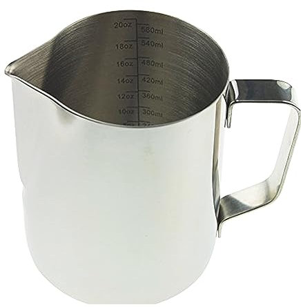 Brocca per latte da 600 ml per macchina da caffè, bricco per schiumare il latte, vaporizzatore in metallo, bricco per schiumare il latte in acciaio inossidabile, accessori per macchina da caffè.