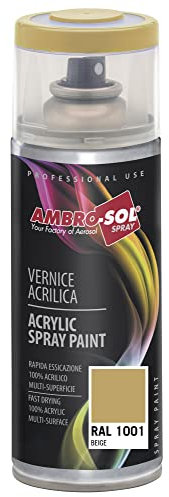 Ambro-Sol V4001001 Smalto Acrilico Multiuso, Vernice Brillante per Interni ed Esterni, Bomboletta da 400 ml, Beige