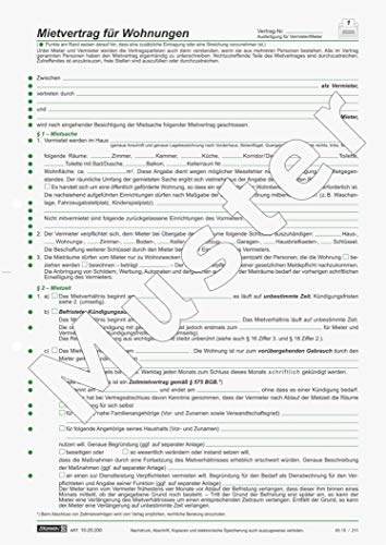 Baier & Schneider Vertragsformular Mietvertrag Wohnungen, A4, 6 Blatt (3 Verträge)