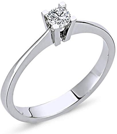 0,15 Carat EinStein Solitär Diamantring in 14 Karat Weißgold