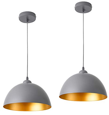 lux.pro Hängeleuchte im 2er-Set Hängelampe E27 Deckenleuchte Metall Grau-Gold