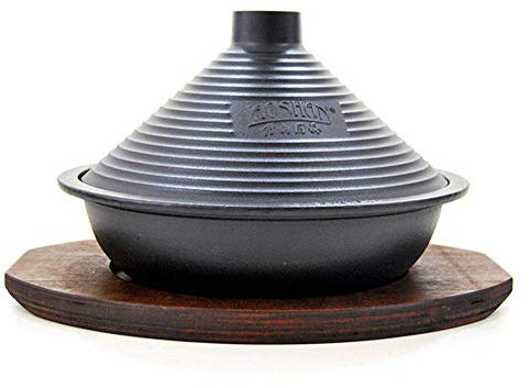 Tagine Gusseisen-Kochtopf mit Verbrühschutzplatte, Tagine Clay Casserole Slow Cooker, porenfreier Kegeldeckel, für Verschiedene Kochstile und Temperatureinstellungen Ofen / 28 cm