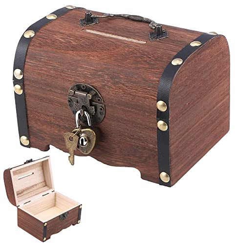 HAOBIN Schatztruhe Schatzkiste Aus Holz Holztruhe Schatzkiste Vintage Holz Schatztruhe Spardose Vintage Holzkiste Geschenkbox Mit Deckel Schatztruhe FüR Aufbewahrung Und Dekoration (Braun A)