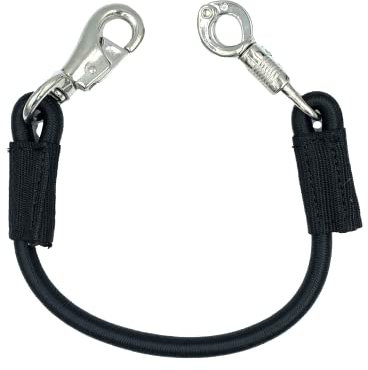 JA Horse Transport Elastik Anbinder Anbindestrick elastisch Gummianbinder Anbindekette mit Panikhaken und Bull snap für Reitsport Pferdeanhänger, Box und Stall (1, Pures Schwarz, 60 cm)