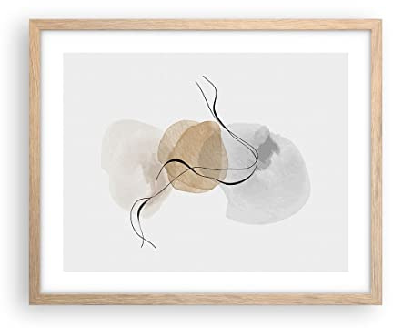 Stampa da Parete 50x40 cm Cornice Rovere Astratto Pastello - 4827 - P2N | Acquerello Minimalista Poster da Parete Quadro Decorativo Decorazione da Parete Arte Poster Moderno Quadro Decorativo ARTTOR