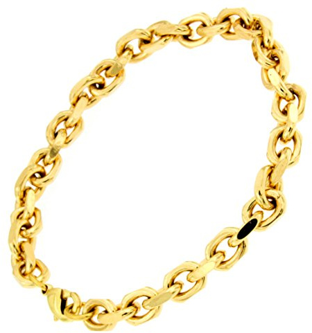 Pulsera italiana original de ancla chapada en oro de 18 quilates o doublé de 6 mm de ancho, longitud a elegir, para hombre y mujer, regalo de joyería de fábrica Tendenze-Italy, 20 centimeters, Doublé