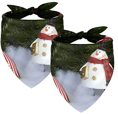 Weihnachts-Schneemann-Tannenzapfen, 2 Packungen Hundehalstücher Junge Mädchen Zubehör Hundeschal für kleine mittelgroße große Hunde Katzen Welpen Haustiere