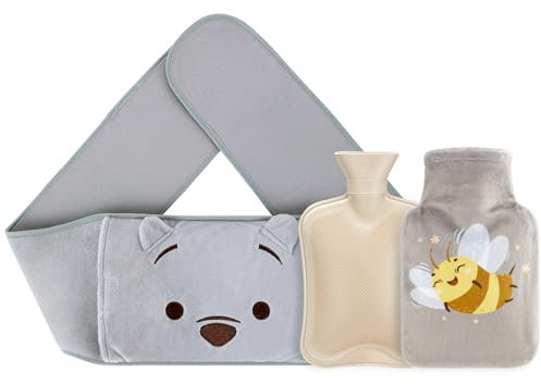 Borsa Acqua Calda, 3 in 1 Borsa Dell'acqua Calda, Cintura Della Borsa Dell'acqua Calda, Cintura Regolabile, Boule Acqua Calda con Copertura in Pile, Ideale per Vita, addome, Dorsali e Mestruali - 1L