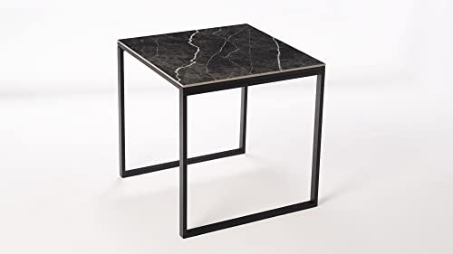 SMARTILE Keramiktisch Smart Black Matt 75 x 75 x 75 cm, Schwarz, geeignet für Innen- und Außenbereich, Porzellanoberfläche und Stahlgestell