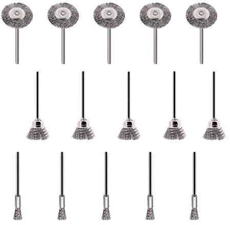 Drahtbürste Set 15-teilig Stahldraht Rad Pinsel Polieren Reinigung Drehwerkzeug Scheibenbürste, Topfbürste und Pinselbürste für Bohrmaschine, DIY, Schleifen, Reinigen - Gemischt Set