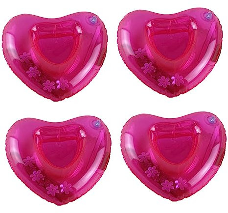 Toyvian Aufblasbarer Getränkehalter 4 Stück Herzform Schwimmender Becherhalter Untersetzer Langlebiges Material Poolparty Strand Sommer Rosig für Getränke