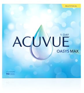 ACUVUE OASYS MAX 1-Day MULTIFOCAL Tageskontaktlinsen – 90 Gleitsichtlinsen für den Nah-, Zwischen- und Fernbereich – Tageskontaktlinsen mit +1.00 dpt und BC 8.4 – UV Schutz & angenehmes Tragegefühl