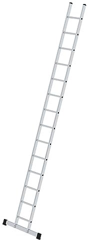 PROREGAL Sprossen-Anlegeleiter 350 mm breit mit Standard-Traverse | 14 Sprossen | Leiter, Teleskopleiter, Trittleiter, Bockleiter, Sprossen-Doppelleiter