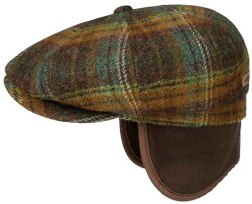 Stetson Hatteras Meadville Flatcap Herren Wasserabweisend Schurwolle Kariert Ohrenschutz Herbst Winter