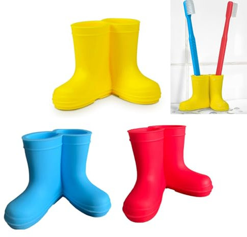 3 Packs Regenstiefel Zahnbürstenhalter Silikon Zahnbürstenhalter Netter Stiefel-Design Zahnbürstenhalter Organizer für Ihr Badezimmer Perfekter Zahnbürstenhalter für Kinder Erwachsene